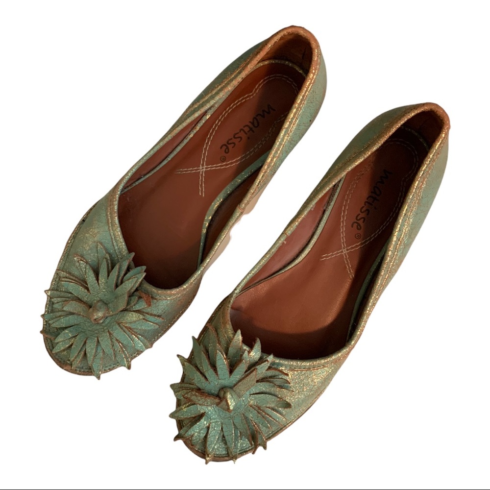 Matisse from Anthropologie metallic green flats